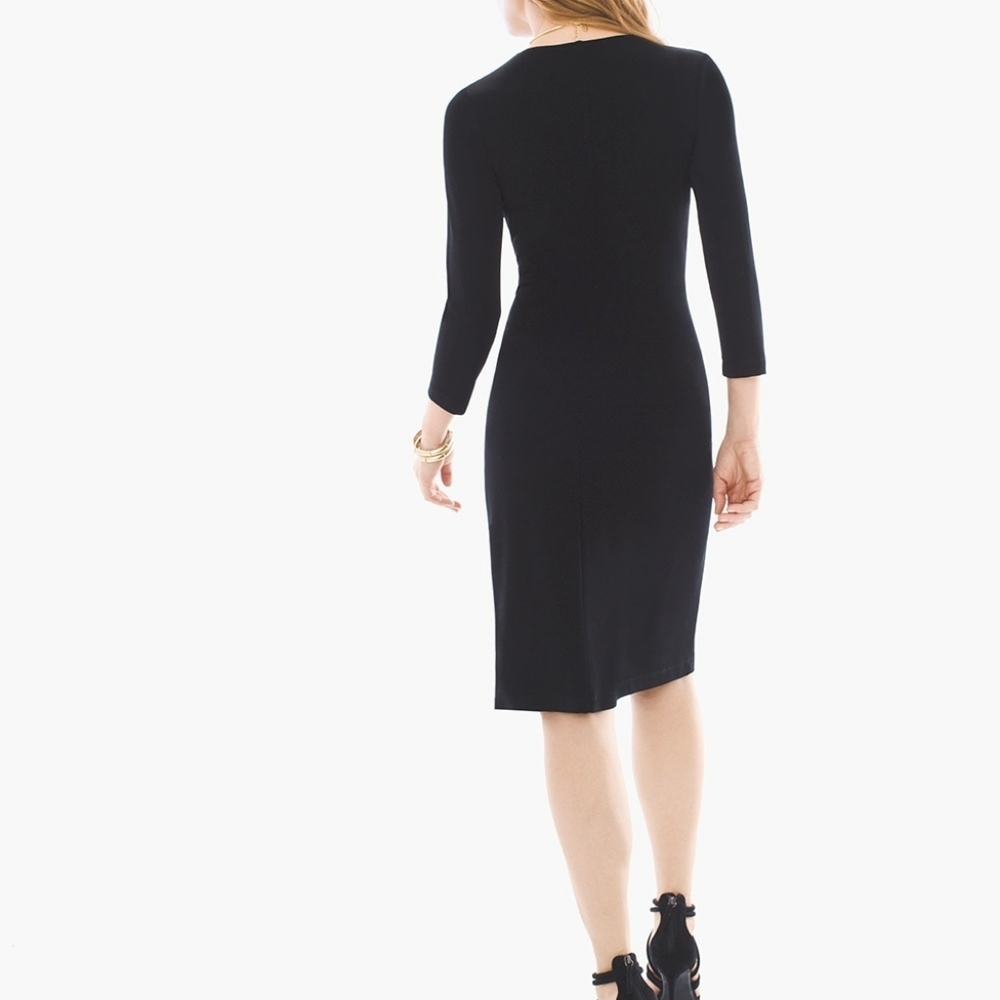 NWT! Chico's Black Rosemary Black Flattering Wrap Dress - Picture 2 of 6